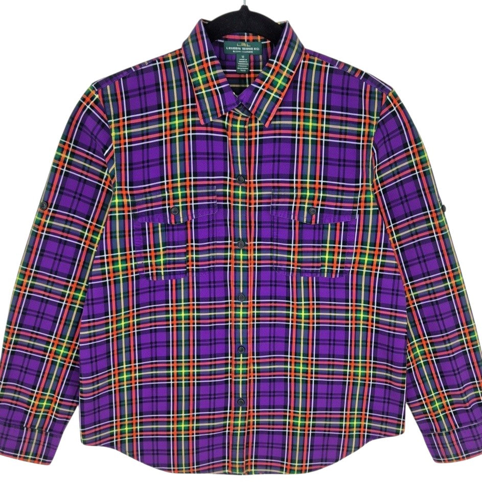 Ralph Lauren Green Label Womens Purple Checkered Button Shirt Size M
