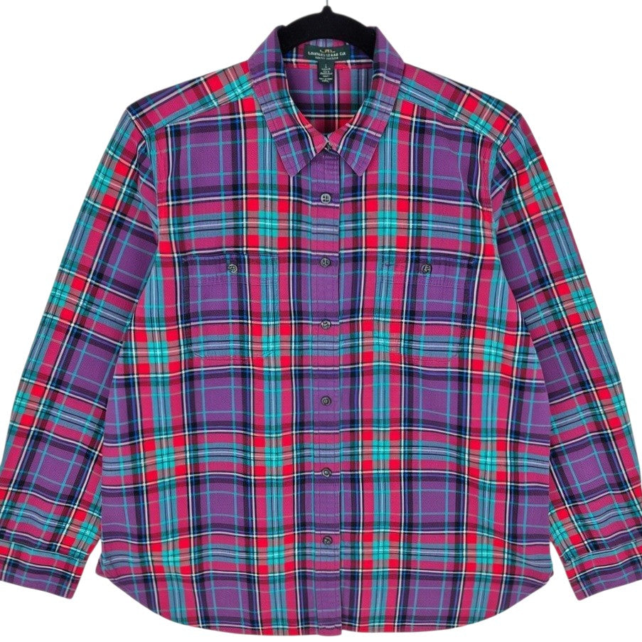Ralph Lauren Green Label Womens Purple Checkered Button Shirt Size L