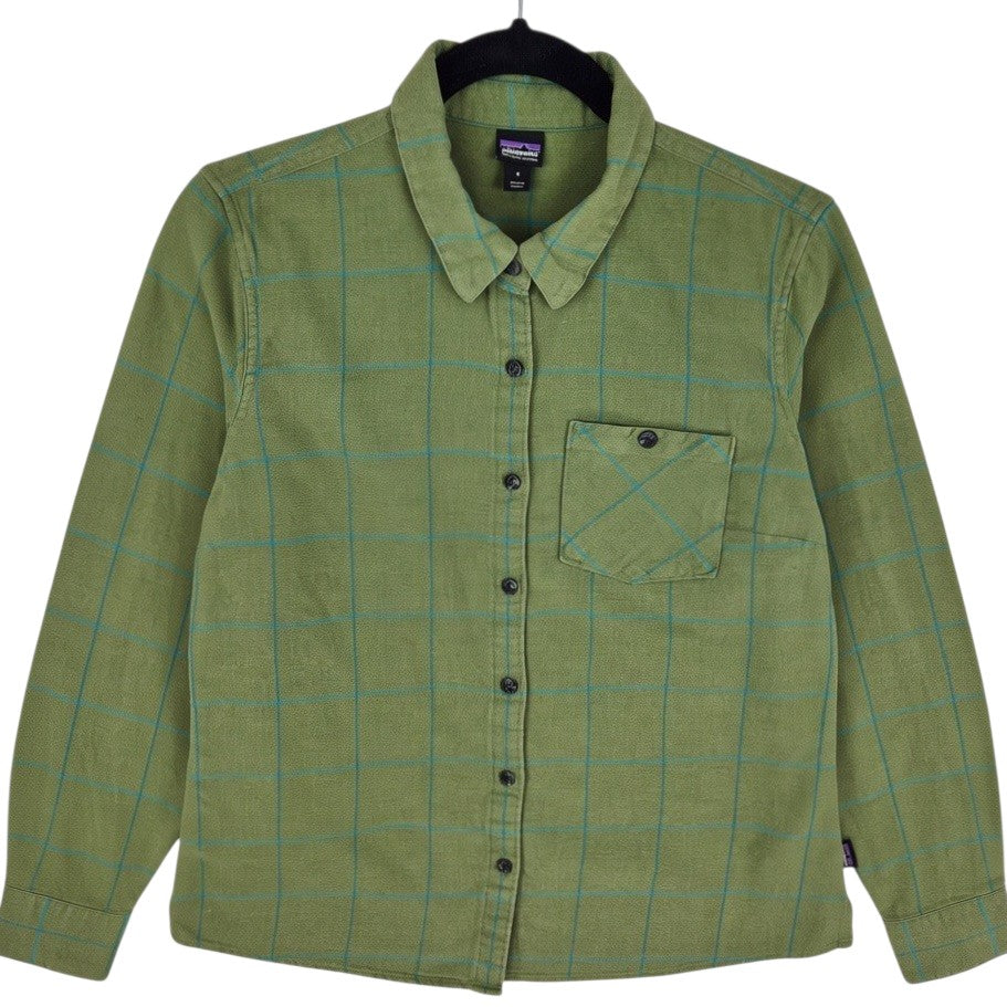 Patagonia Womens Green Checkered Button Shirt Size S