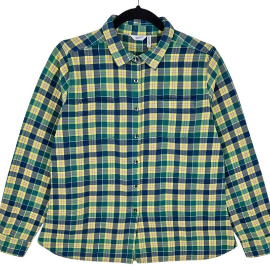 Woolrich Womens Green & Yellow Checkered Button Shirt Size L