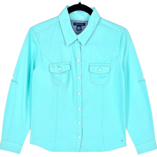Tommy Hilfiger Womens Mint Green Button Shirt Size M