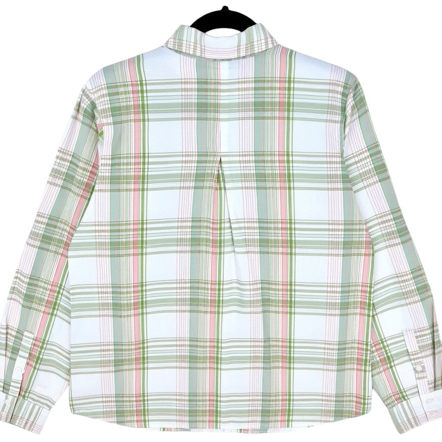 Patagonia Womens White & Green Checkered Button Shirt Size XL