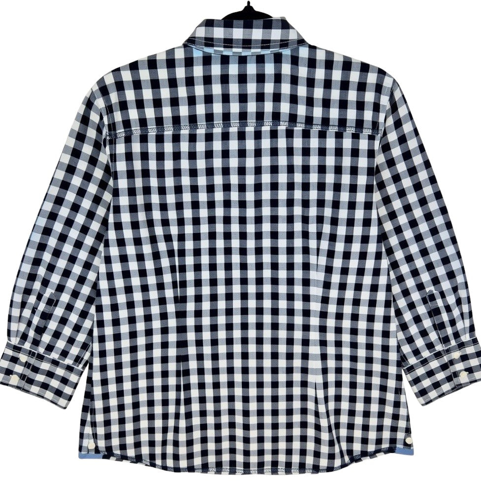 Tommy Hilfiger Womens Black & White Checkered Button Shirt Size M