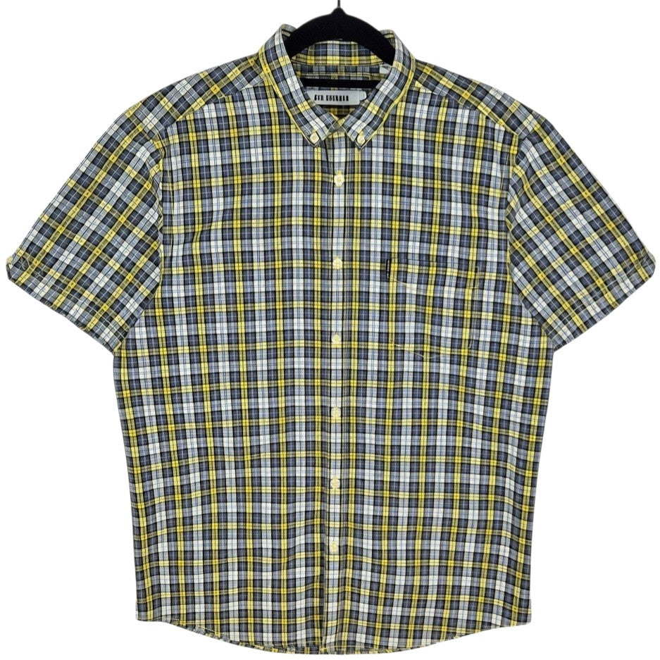 Ben Sherman Yellow & Grey Checkered Short Sleeve Button Shirt Size L