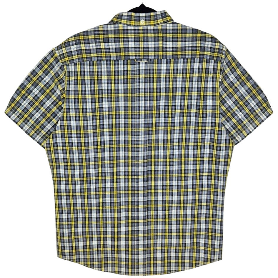 Ben Sherman Yellow & Grey Checkered Short Sleeve Button Shirt Size L