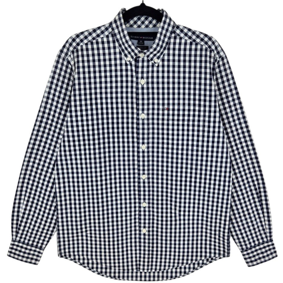 Tommy Hilfiger Grey Classic Fit Checkered Dress Shirt Size S