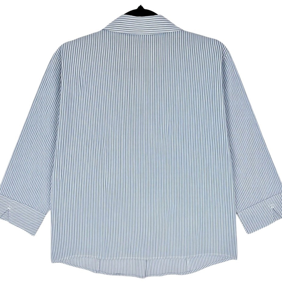 Lee Riders Womens Blue Striped Easy Care Button Shirt Size L