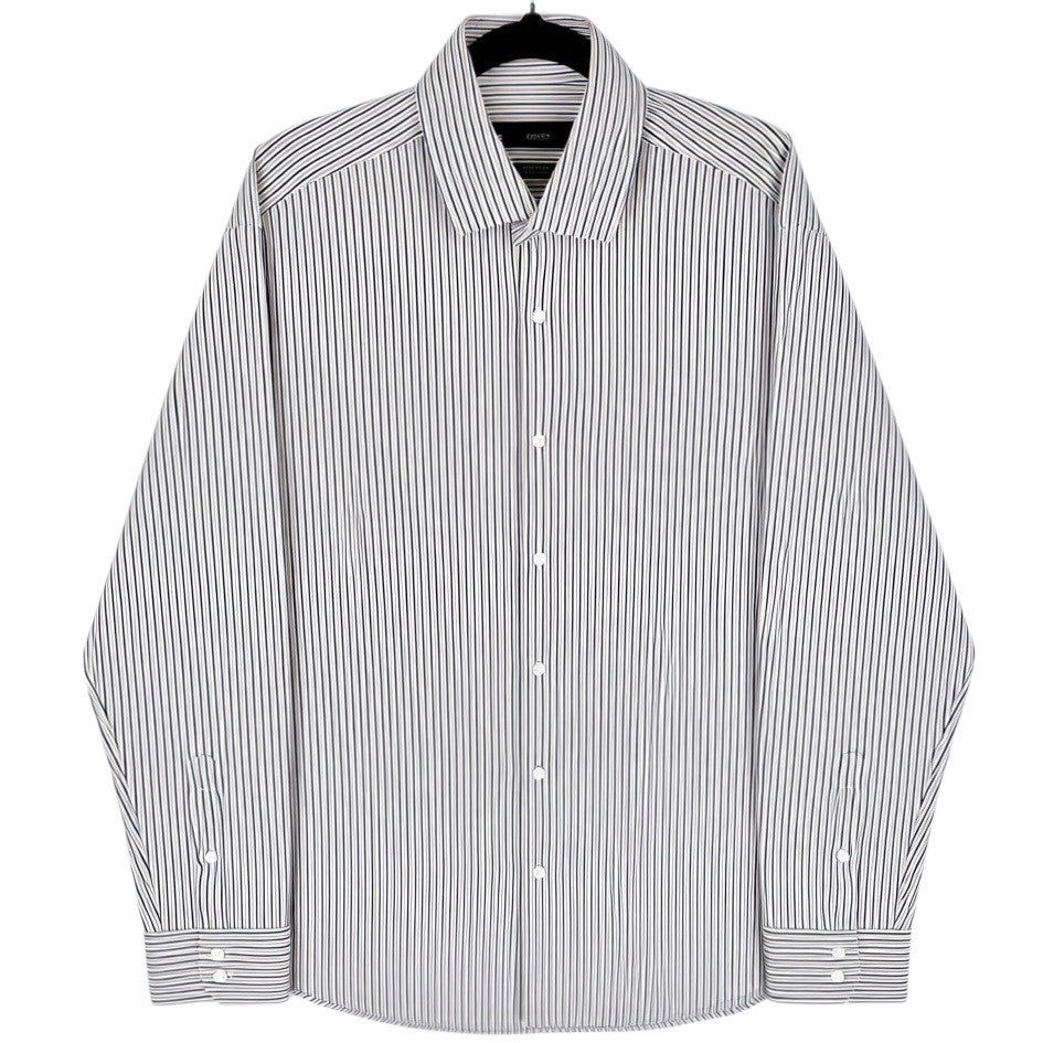 Hugo Boss Grey & Pink Striped Regular Fit Dress Shirt Size XL
