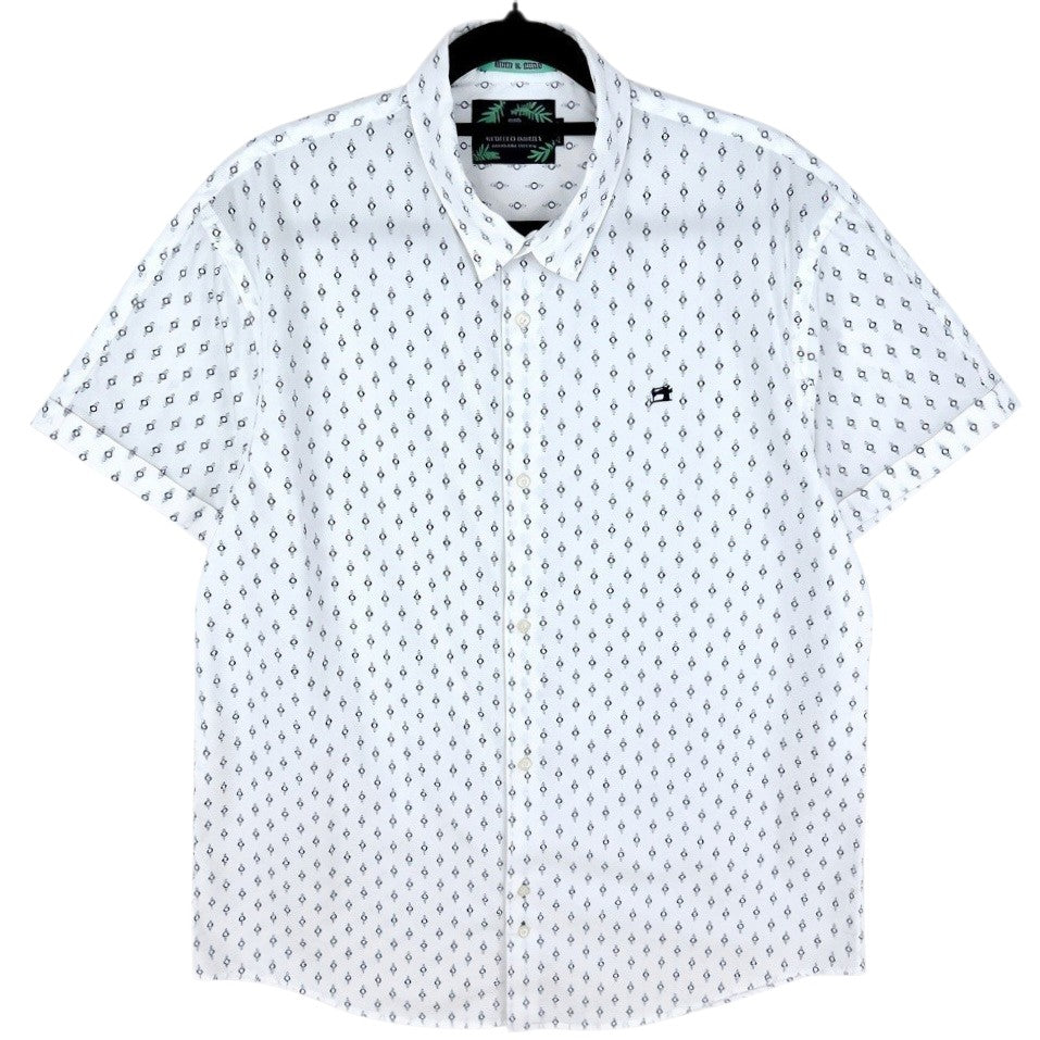 Scotch & Soda White Regular Fit Short Sleeve Button Shirt Size L