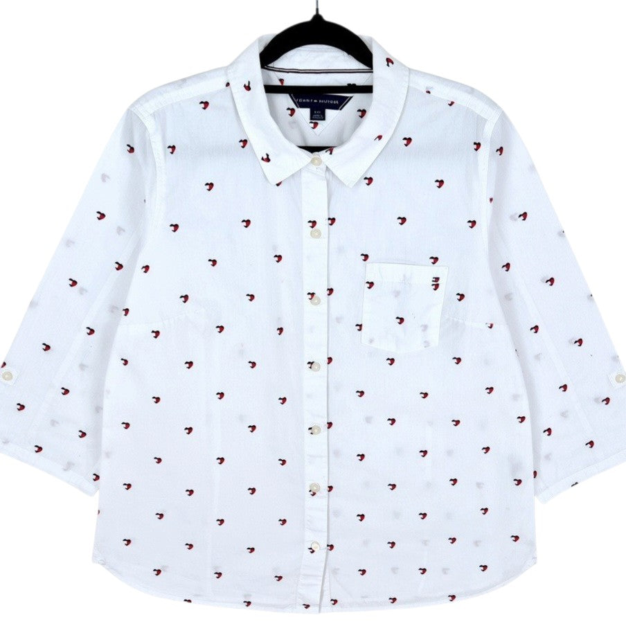 Tommy Hilfiger Womens White Button Shirt Size L