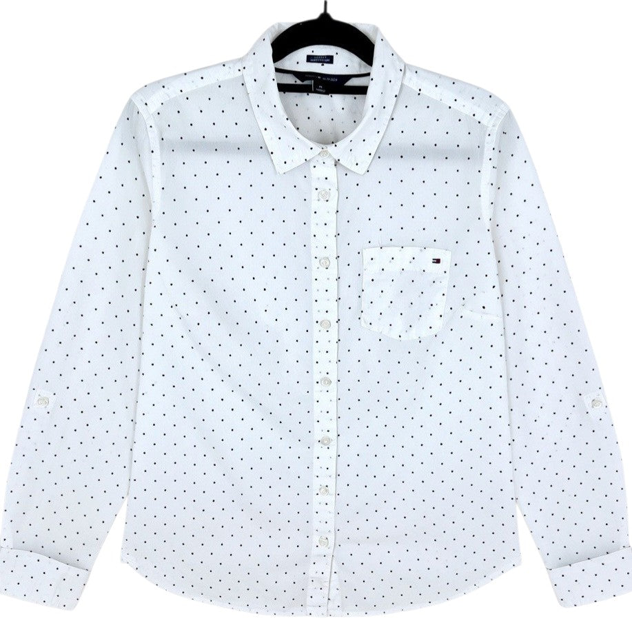 Tommy Hilfiger Womens White Classic Fit Dress Shirt Size M