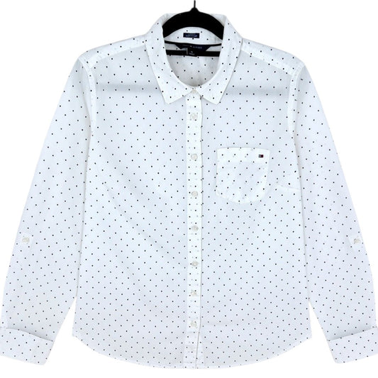 Tommy Hilfiger Womens White Classic Fit Dress Shirt Size M
