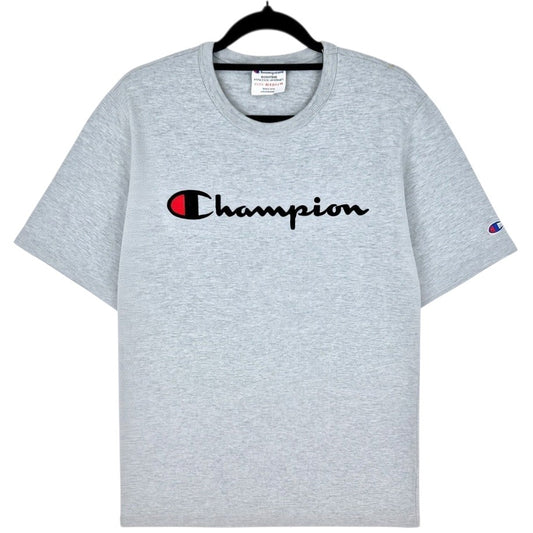Champion Light Grey Embroidered Chest Script Tee Shirt Size M