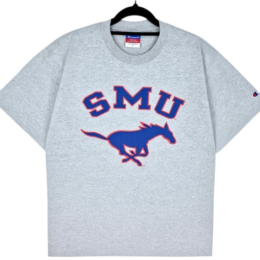 Champion SMU Mustangs Light Grey Tee Shirt Size L