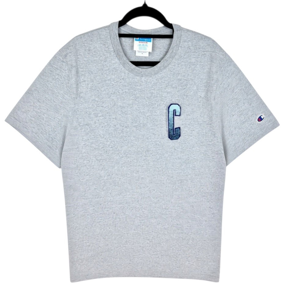 Vintage Champion Light Grey Chenille Tee Shirt Size M