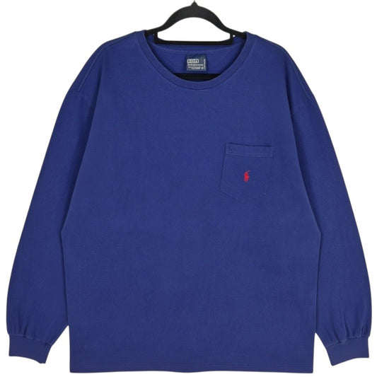 Vintage Polo Ralph Lauren 90's Dark Blue Long Sleeve Tee Shirt Size L