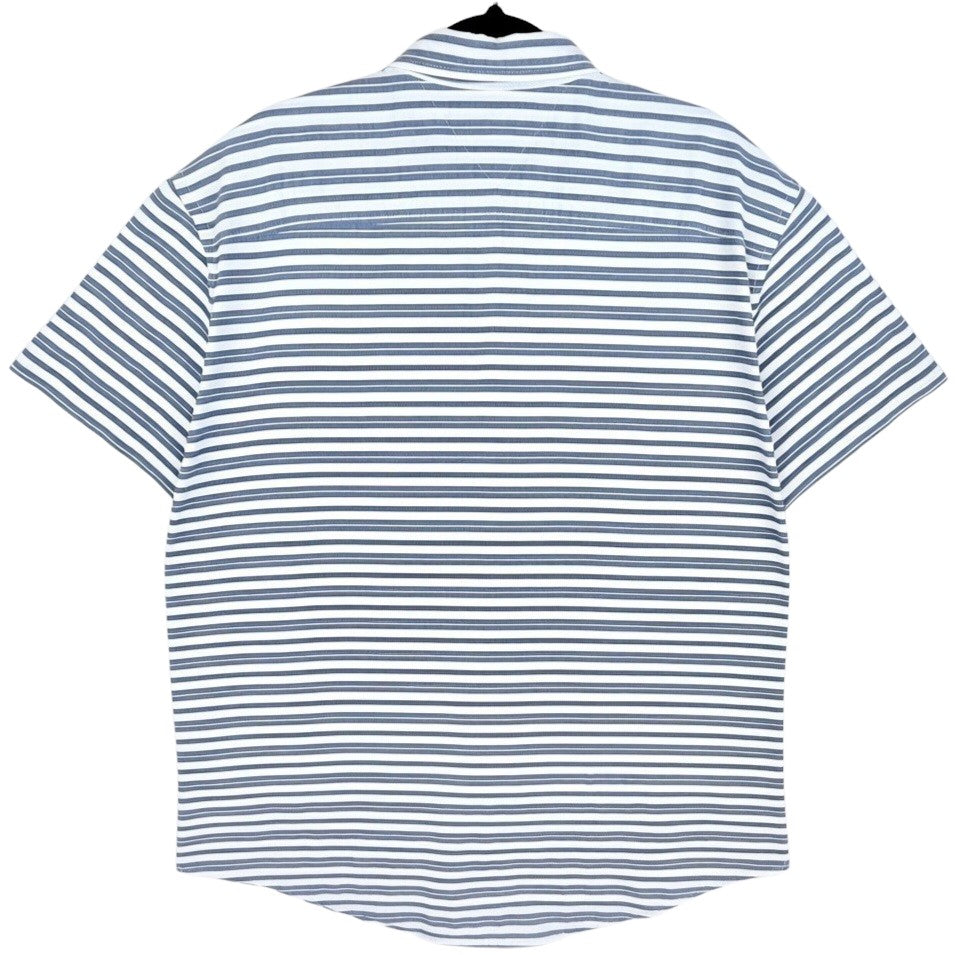 Tommy Hilfiger White & Blue Striped Short Sleeve Button Shirt Size XL