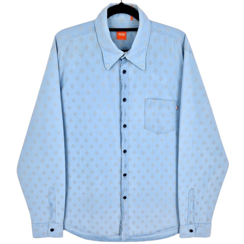Hugo Boss Orange Blue Dress Shirt Size L