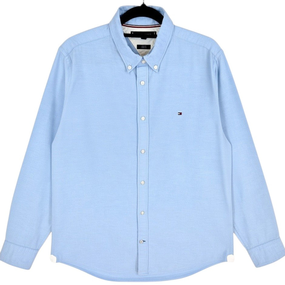 Tommy Hilfiger Light Blue Slim Fit Stretch Dress Shirt Size L
