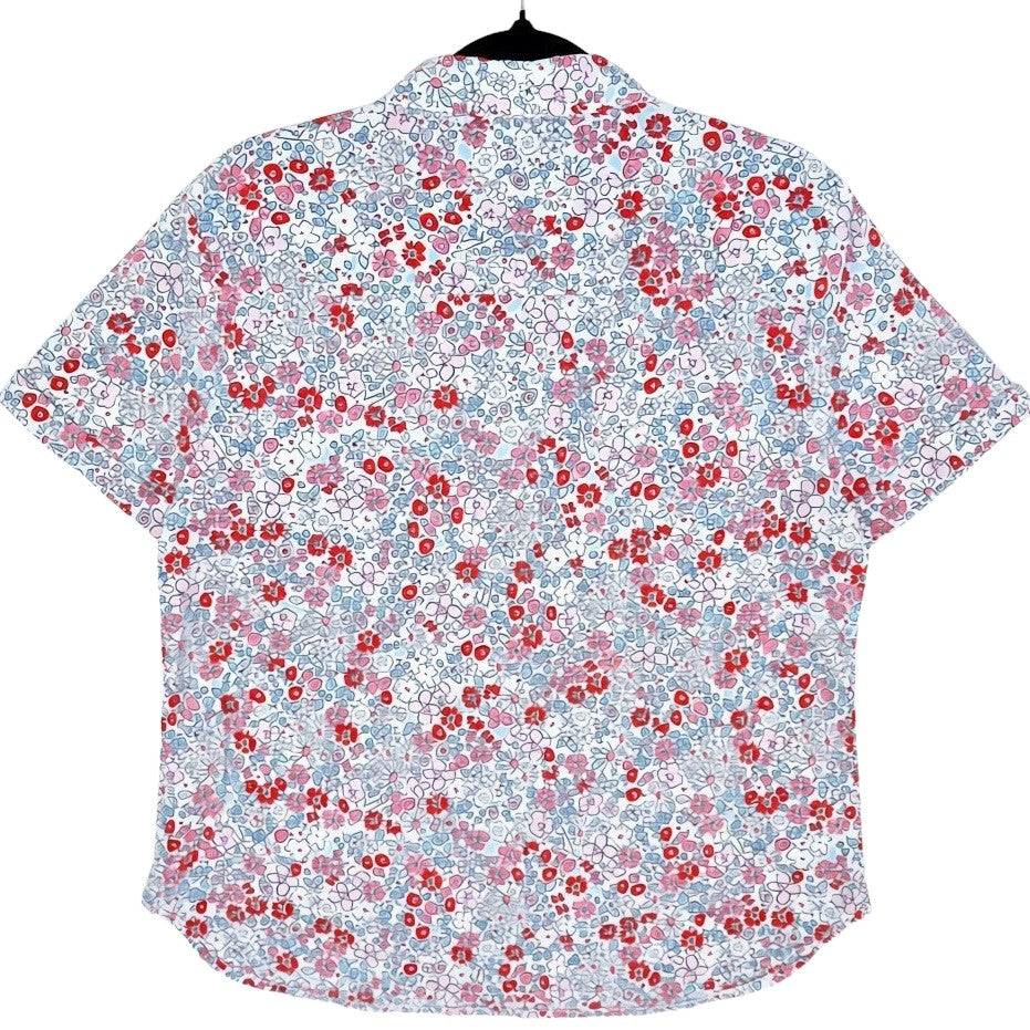 Tommy Hilfiger Womens Floral Short Sleeve Button Shirt Size M