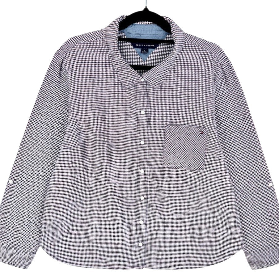Tommy Hilfiger Womens Burgundy Dress Shirt Size XL