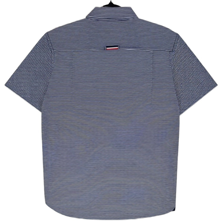 Superdry Blue Striped Short Sleeve Button Shirt Size M