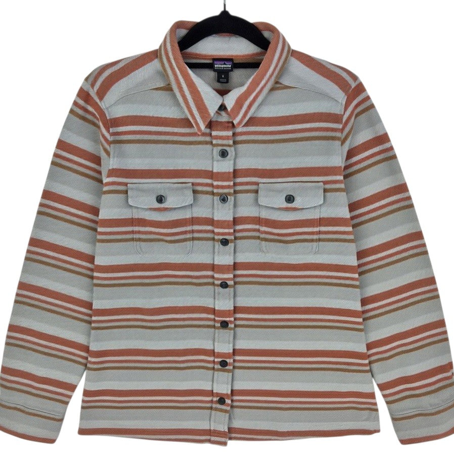 Patagonia Womens Grey & Brown Striped Flannel Button Shirt Size S