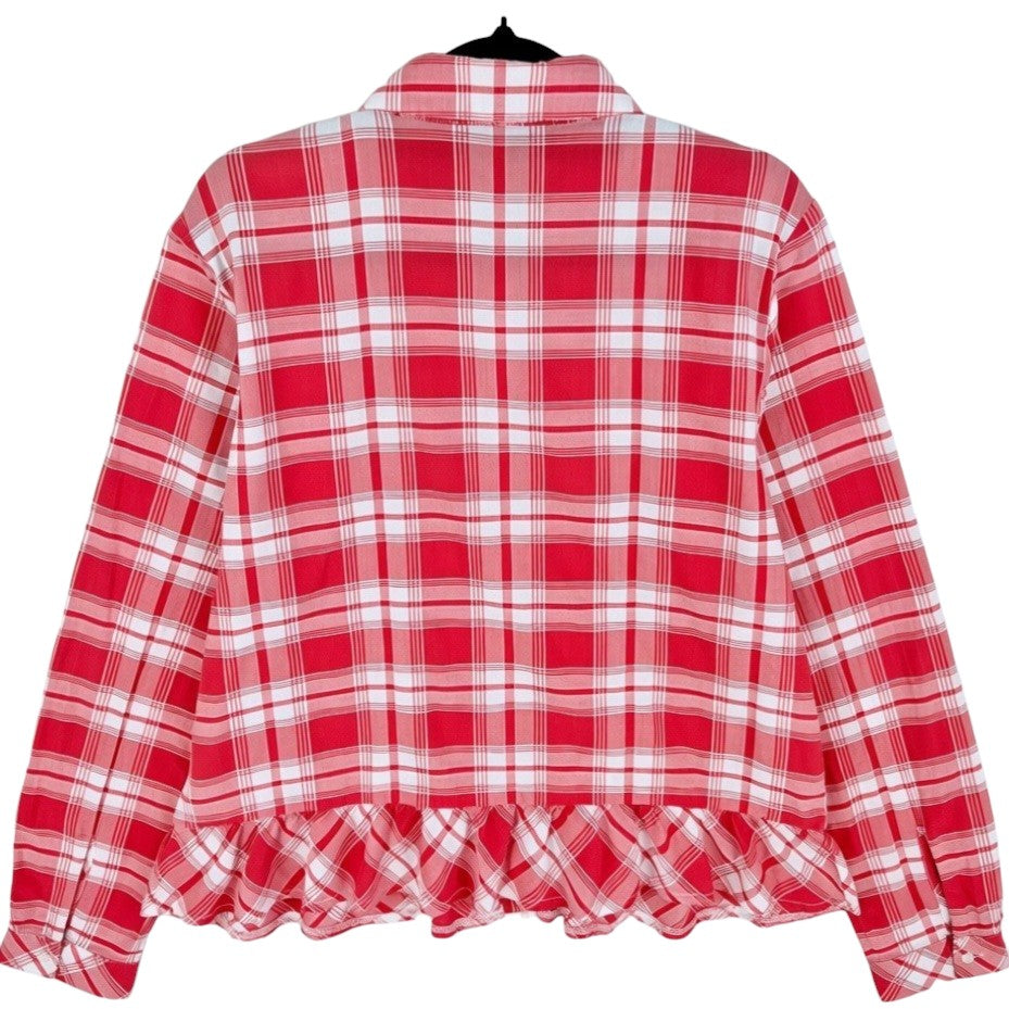 Tommy Hilfiger Womens Red Checkered Button Shirt Size M