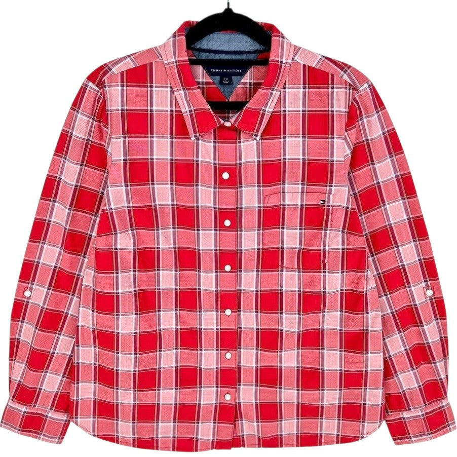 Tommy Hilfiger Red Checkered Dress Shirt Size L