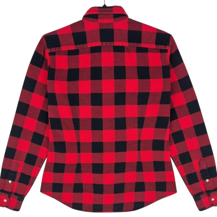 Vintage Ralph Lauren 90's Womens Red & Black Frilled Button Shirt Size S