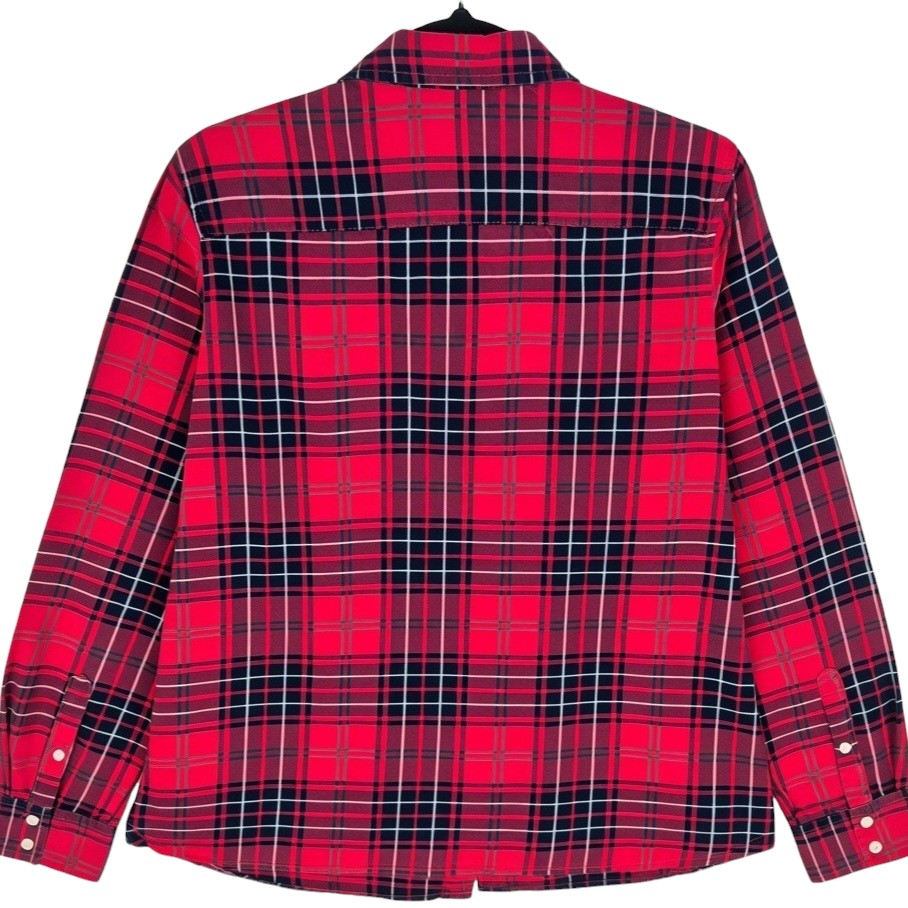 Tommy Hilfiger Womens Red Checkered Dress Shirt Size L