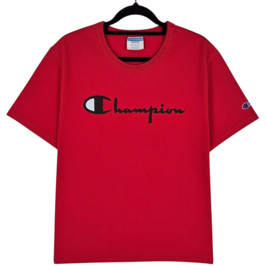 Vintage Champion Red Chest Script Tee Shirt Size M