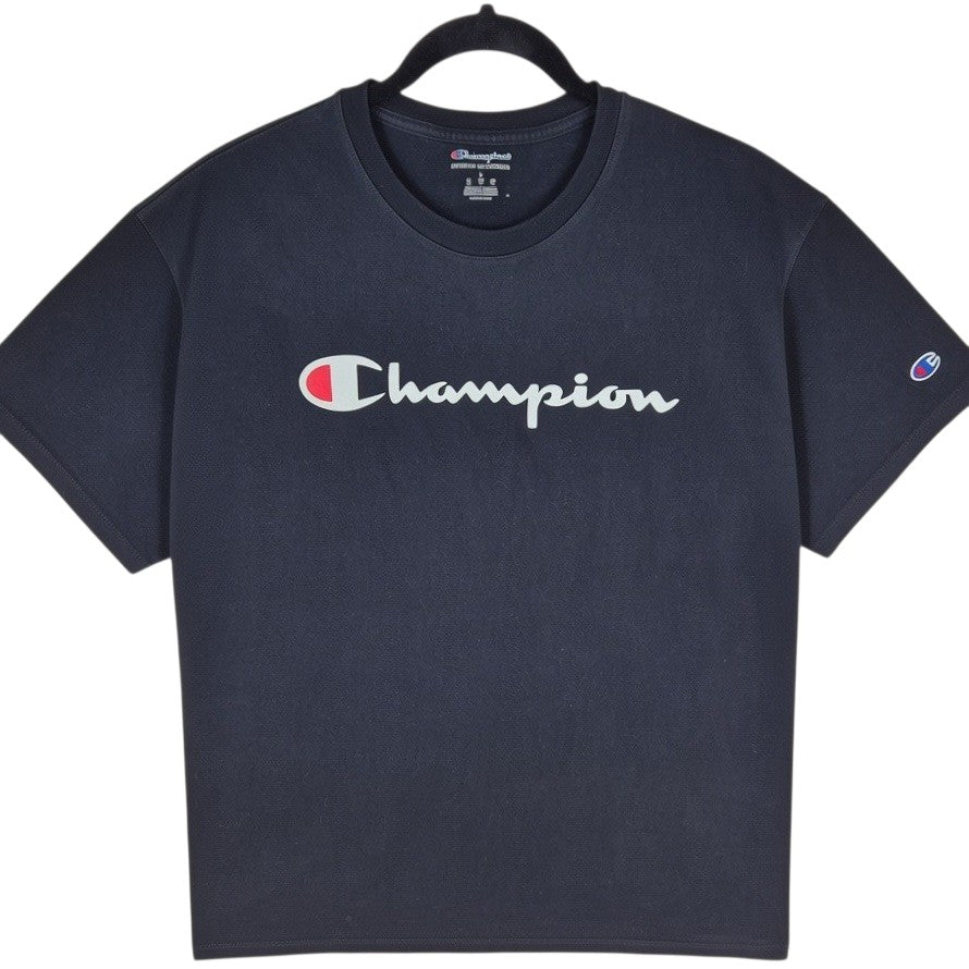 Champion Black Chest Script Tee Shirt Size L