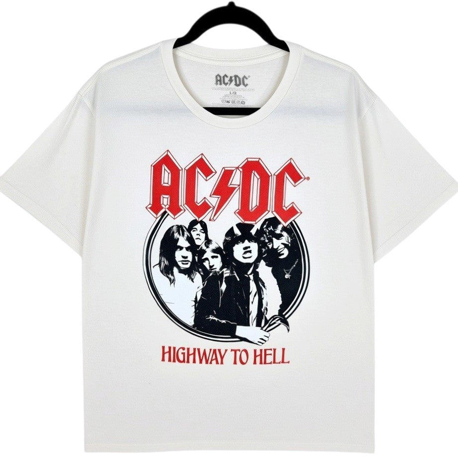 ACDC Highway To Hell Cream White Tee Shirt Size L