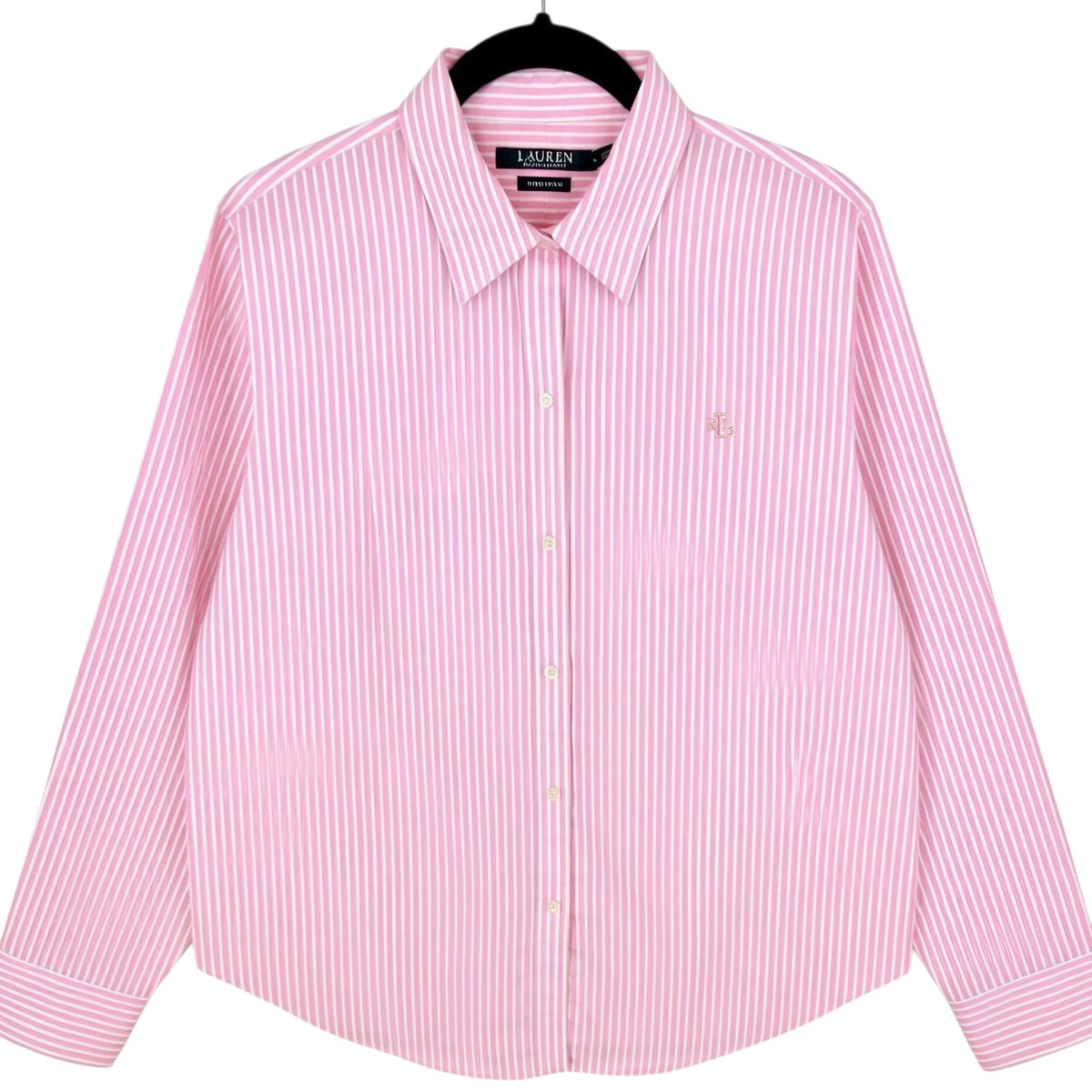Ralph Lauren Green Label Pink Striped Dress Shirt Size L