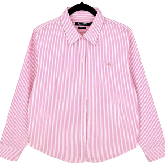 Ralph Lauren Green Label Pink Striped Dress Shirt Size L