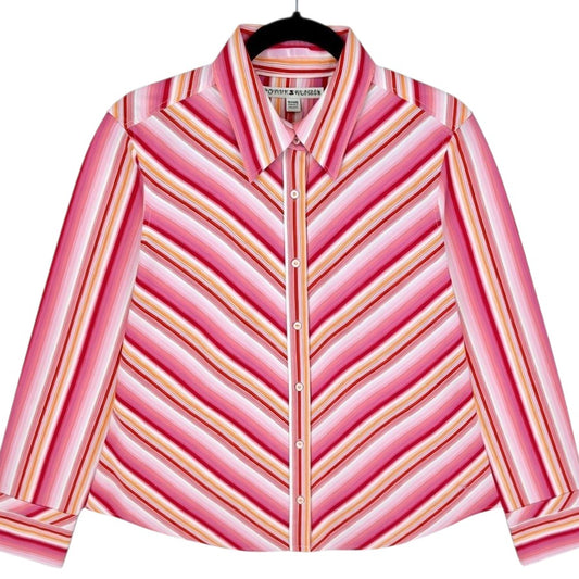 Vintage Tommy Hilfiger 90's Womens Pink Dress Shirt Size XL
