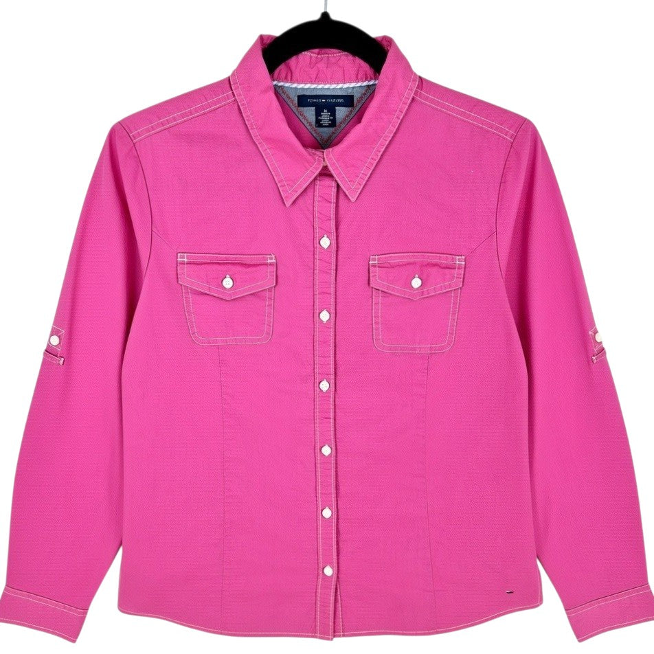 Tommy Hilfiger Womens Pink Button Shirt Size M