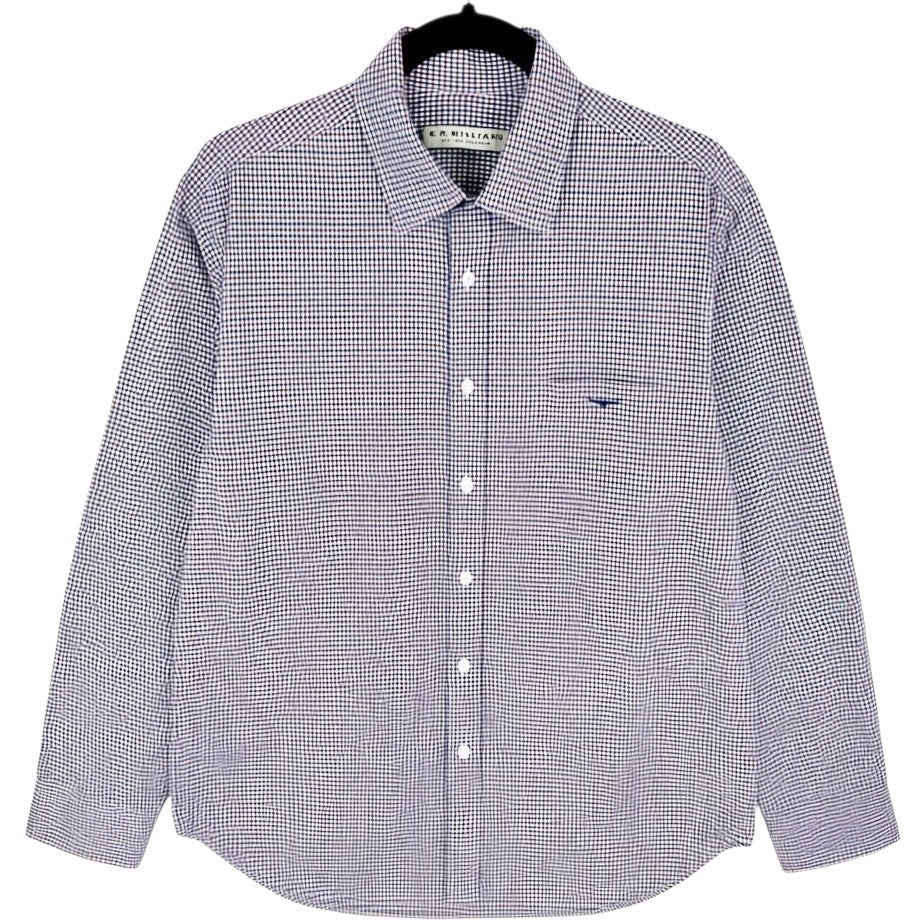 RM Williams Burgundy & Blue Checkered Dress Shirt Size S