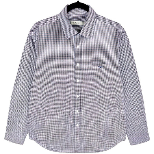 RM Williams Burgundy & Blue Checkered Dress Shirt Size S