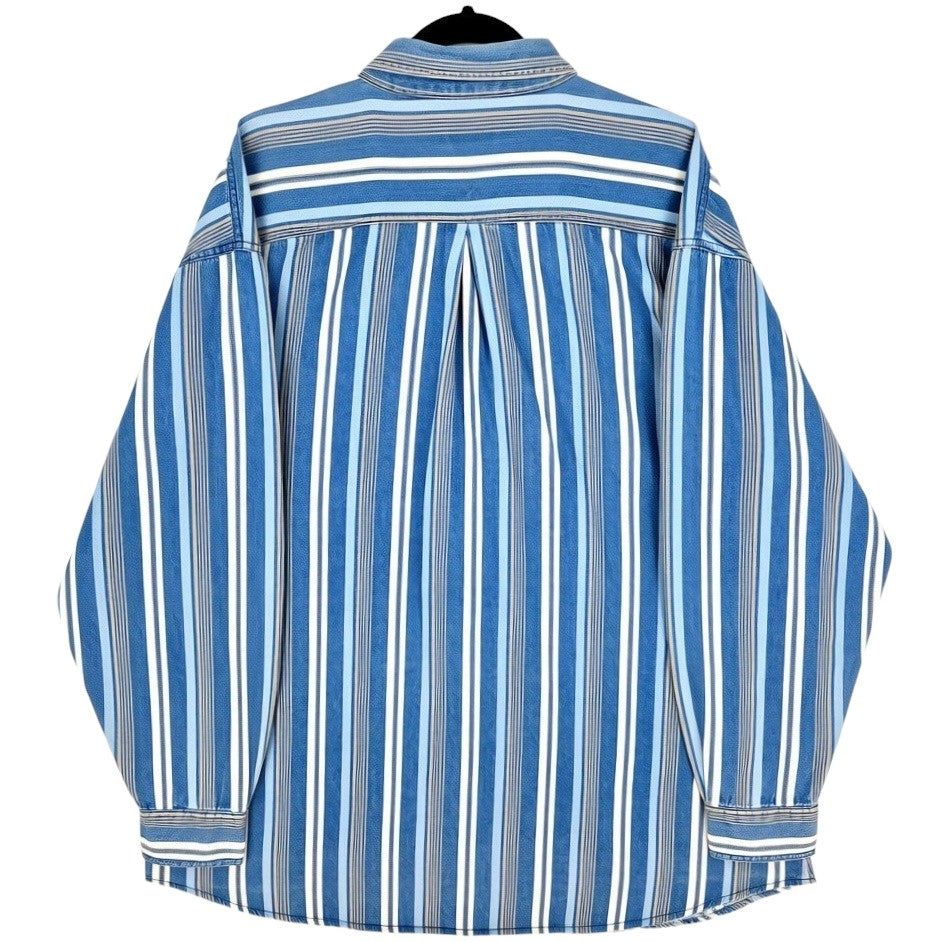 Vintage Dickies Blue Striped Denim Button Shirt Size 2XL