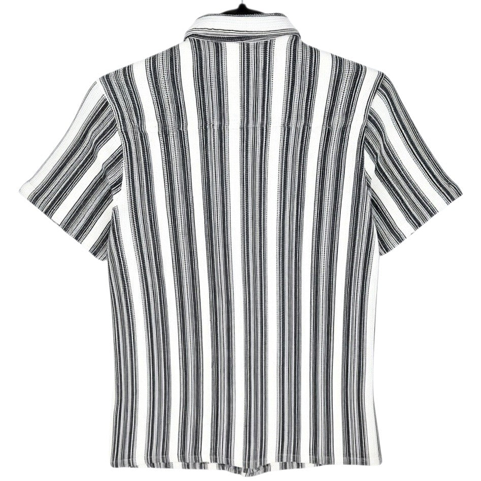 Stussy Black & White Striped Slim Short Sleeve Button Shirt Size S
