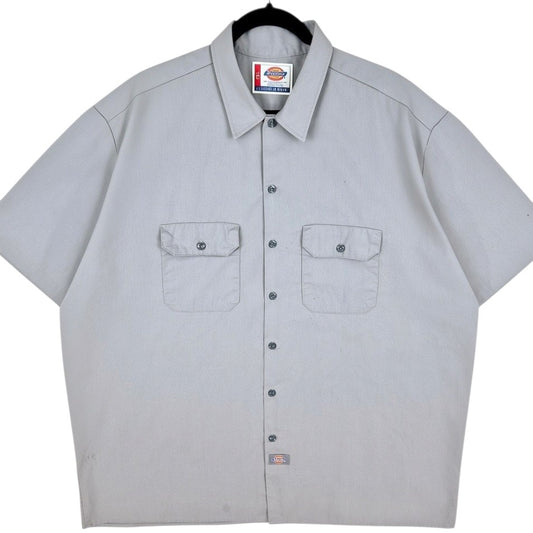 Vintage Dickies Grey Short Sleeve Button Shirt Size 2XL