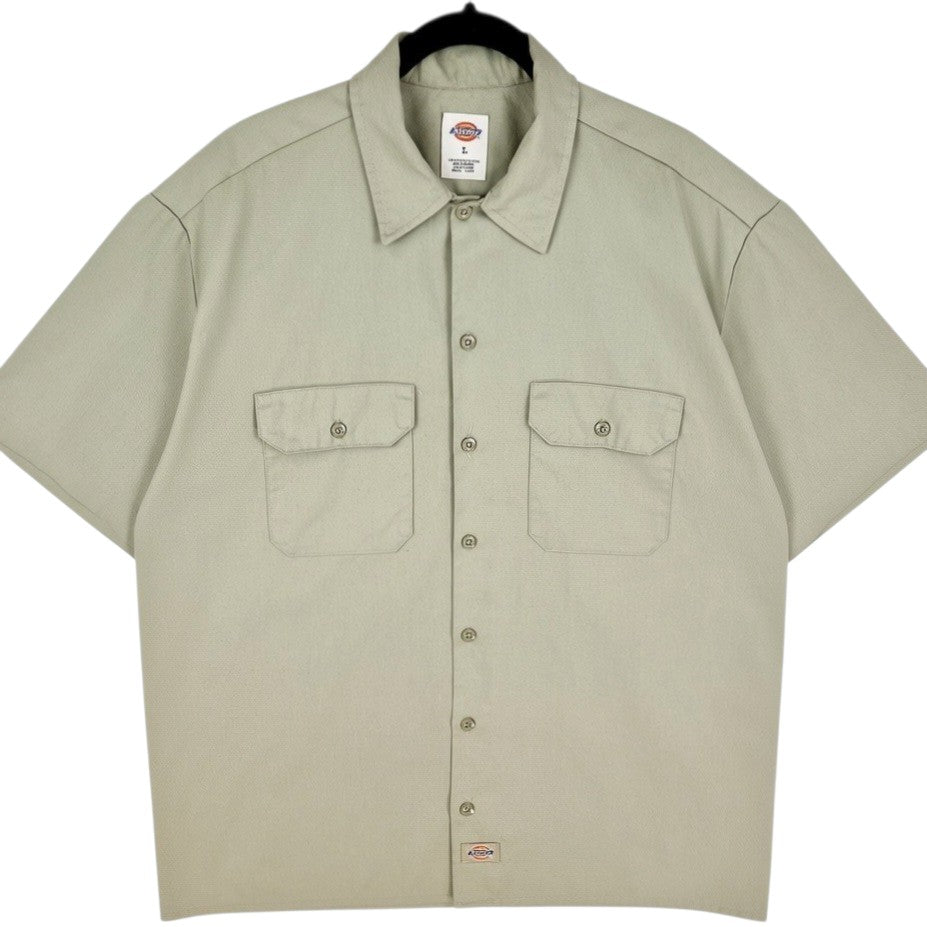 Dickies Light Brown Short Sleeve Button Shirt Size L
