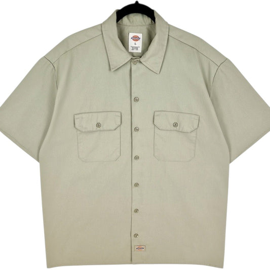 Dickies Light Brown Short Sleeve Button Shirt Size L