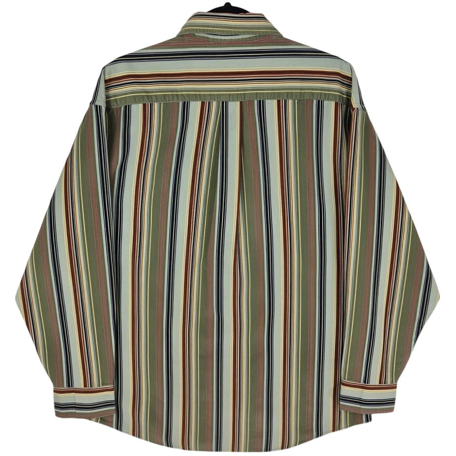 Naturalife Green Striped Corduroy Button Shirt Size L