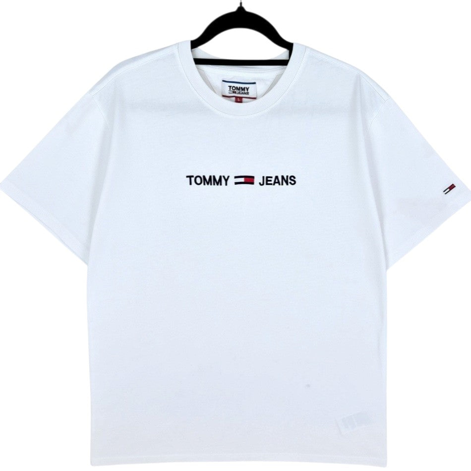 Tommy Jeans White Embroidered Tee Shirt Size L