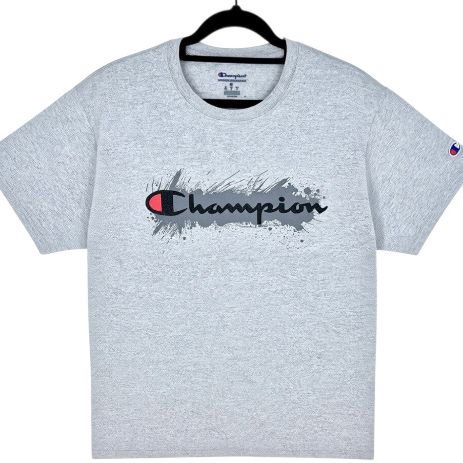 Champion Light Grey Chest Script Tee Shirt Size M