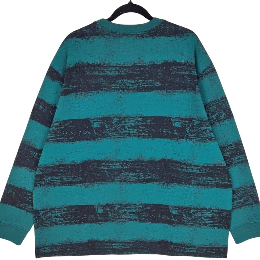 Levis Dark Green & Black Striped Relaxed Fit Long Sleeve Tee Shirt Size XL