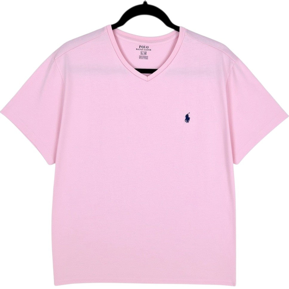 Polo Ralph Lauren Light Pink Basic V Neck Tee Shirt Size L